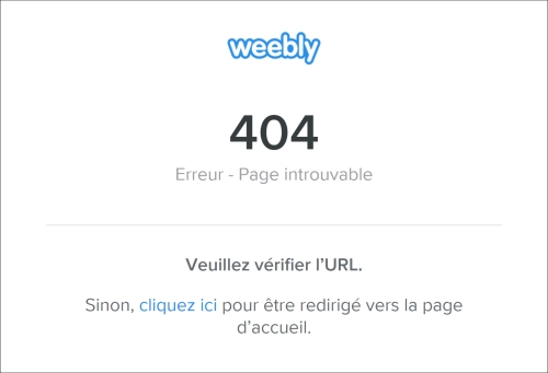 Page erreur weebly